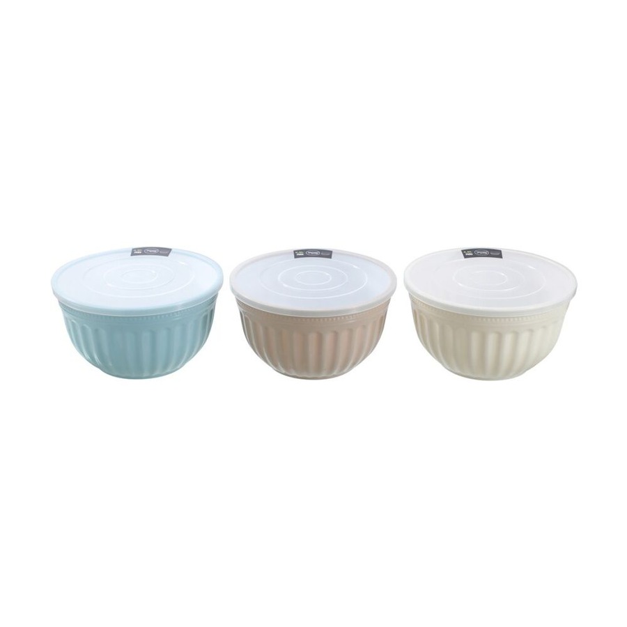 3PK Lemon and Lime Salad Bowl Lidded 4.5L Food Safe Kitchenware Assorted