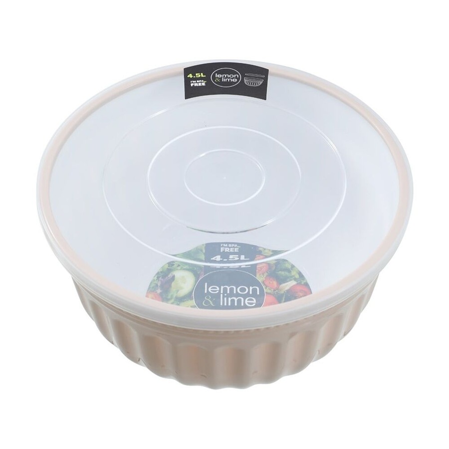 3PK Lemon and Lime Salad Bowl Lidded 4.5L Food Safe Kitchenware Assorted