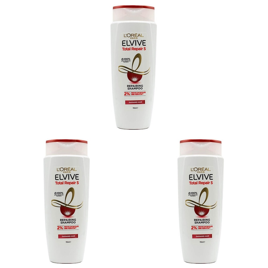 3PK Loreal 700ml Hair Shampoo Repairing Total Repair 5 for Damaged Hair