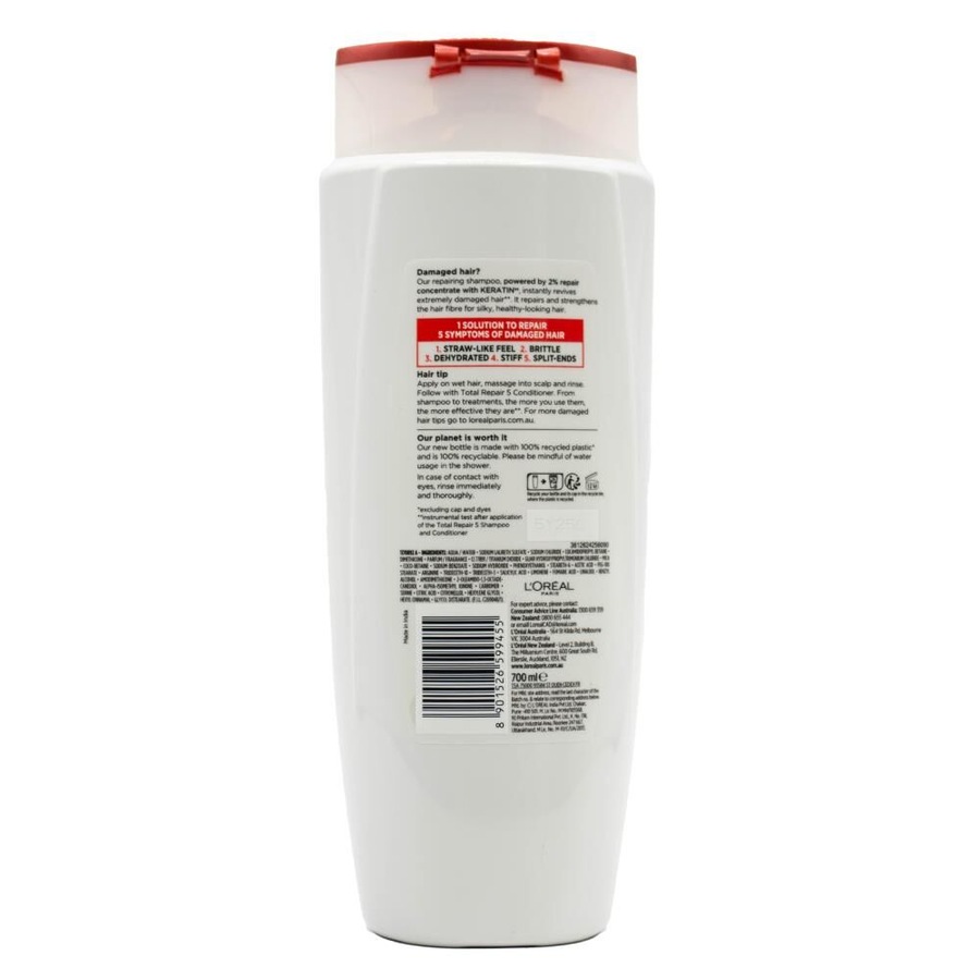 3PK Loreal 700ml Hair Shampoo Repairing Total Repair 5 for Damaged Hair