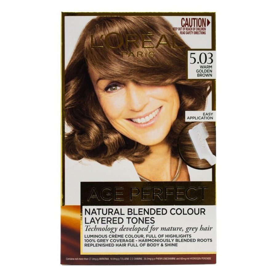 3PK Loreal Age Perfect Hair Colour 5.03 Warm Golden Brown Dye Grey Coverage