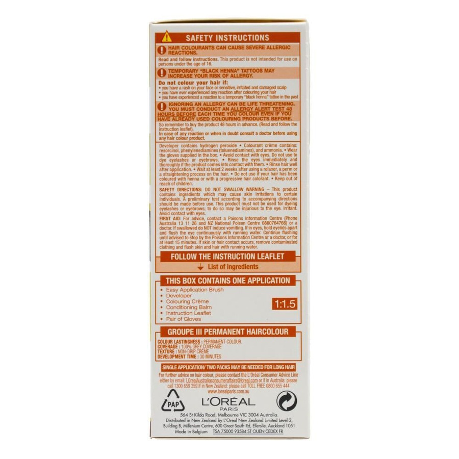 3PK Loreal Age Perfect Hair Colour 5.03 Warm Golden Brown Dye Grey Coverage