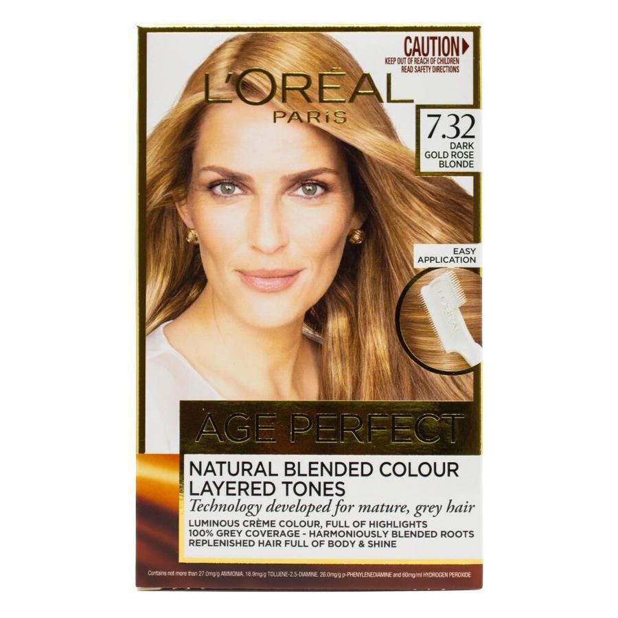 3PK Loreal Age Perfect Hair Colour 7.32 Dark Gold Rose Blonde Dye Grey Coverage