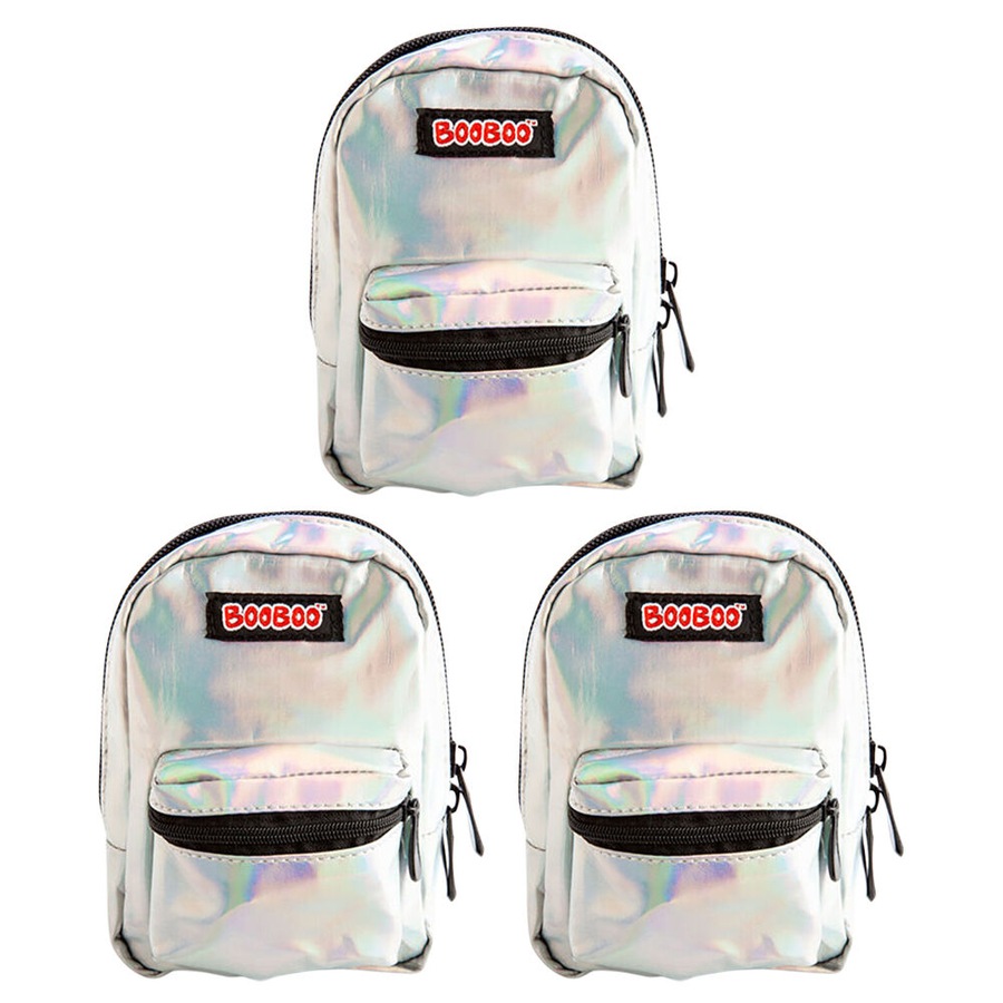 3PK MDI BooBoo Backpack Minis Irid Silver Clip-On Mini Bag 11x15cm Kids 3y+