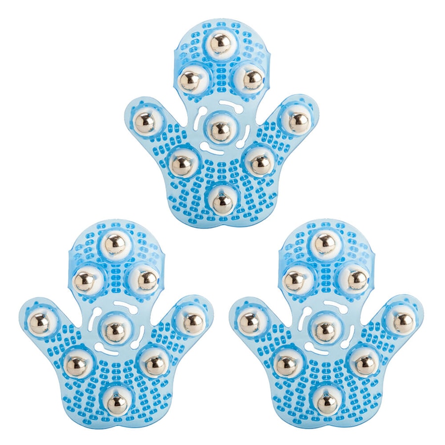 3PK MDI Flexible Waterproof Massage Bath Shower Glove Body Scrub Blue 15x16cm