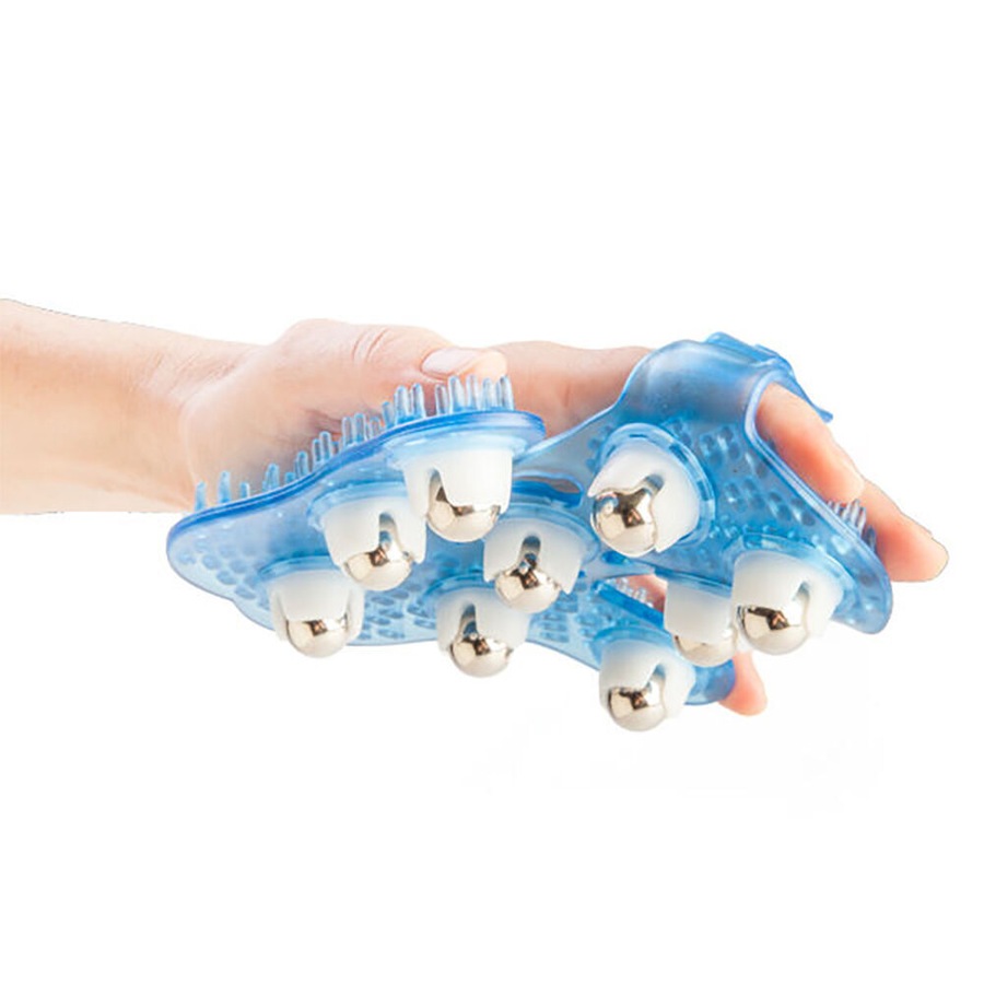 3PK MDI Flexible Waterproof Massage Bath Shower Glove Body Scrub Blue 15x16cm