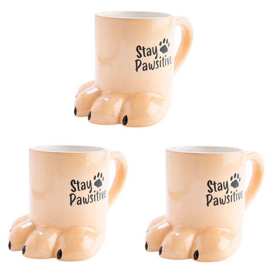 3PK MDI Furever Pets 3D Pawsome Dog Coffee/Tea Ceramic Novelty Mug 16.5x11.8cm