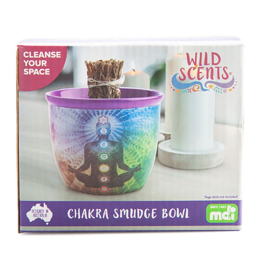 3PK MDI Smudge Bowl Sage/Incense Burner Ceramic Chakra 12.5x10.5cm Purple
