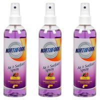 3PK Northfork 250ml Air & Surface Disinfectant Deodoriser Cleaner Spray Fruity