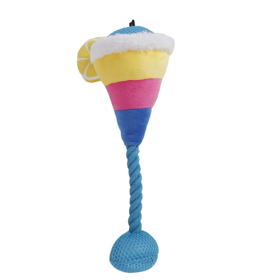 3PK Pro Pet Care Cocktail Glass Dog Toy With Squeaker 28cm Assorted