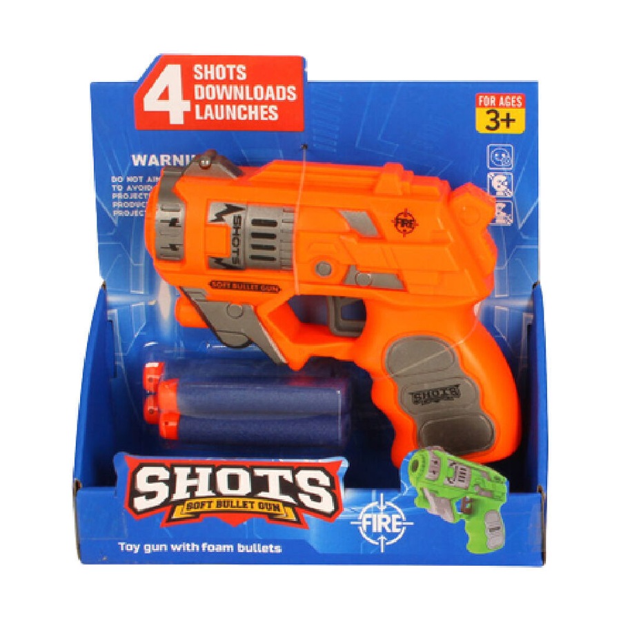 3PK Razoo Shots Toy Gun With Foam Soft Bullets 3Y+ 17x16cm Assorted