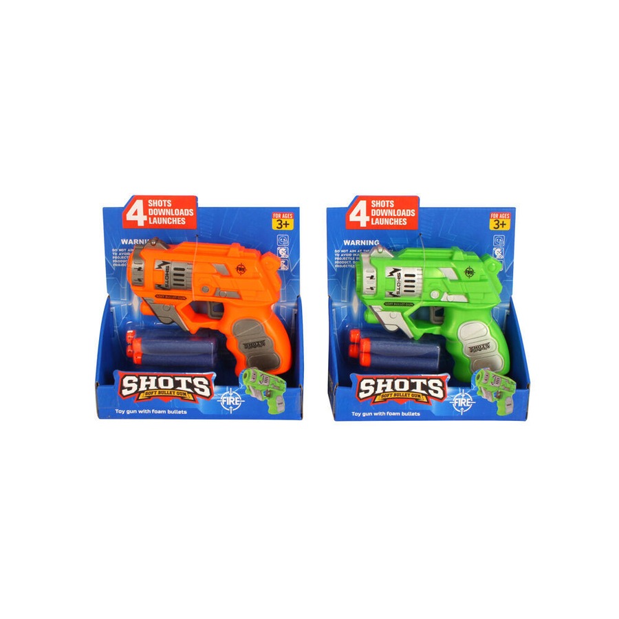 3PK Razoo Shots Toy Gun With Foam Soft Bullets 3Y+ 17x16cm Assorted
