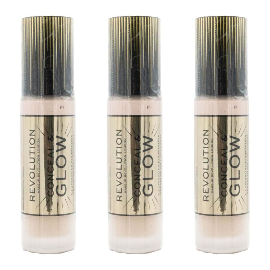 3PK Revolution Conceal & Glow Illuminating Liquid Foundation 23ml Makeup F1