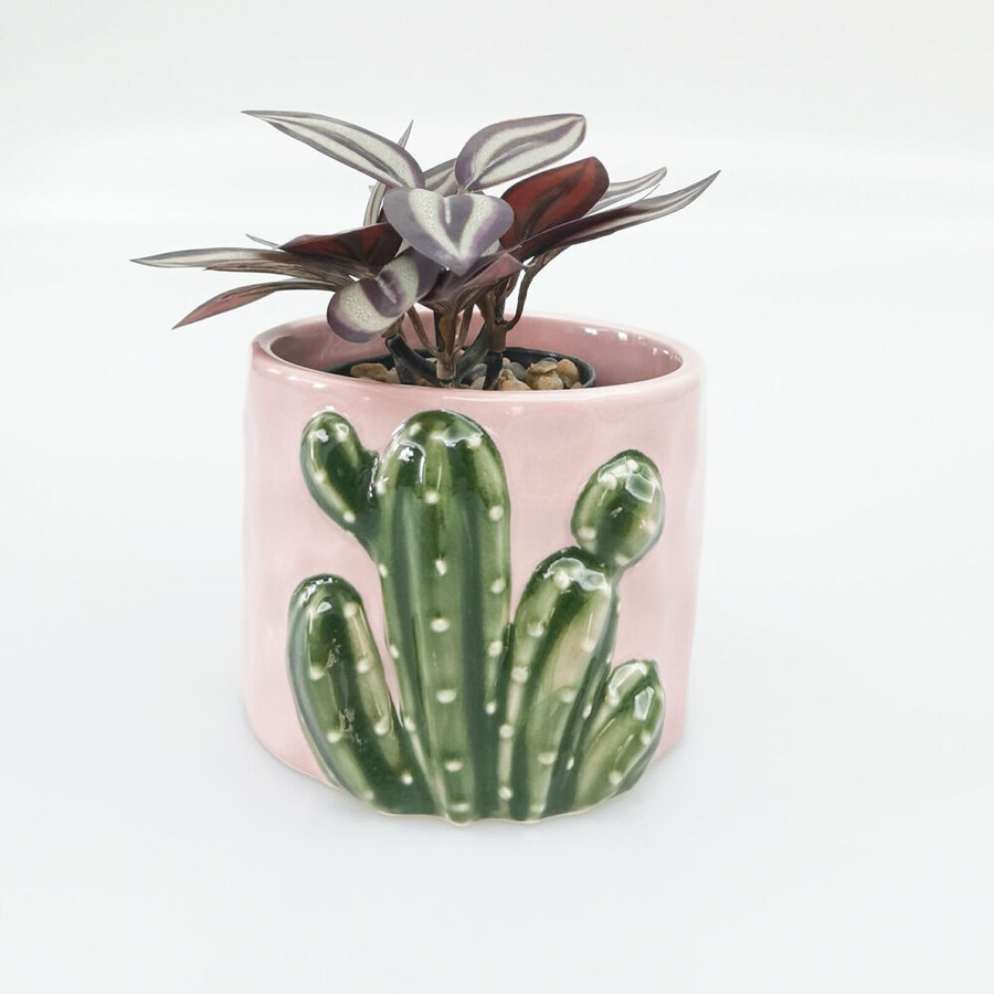 3PK Urban Ceramic Cactus Outdoor Garden Planter Pot 9x10cm Pink/Green