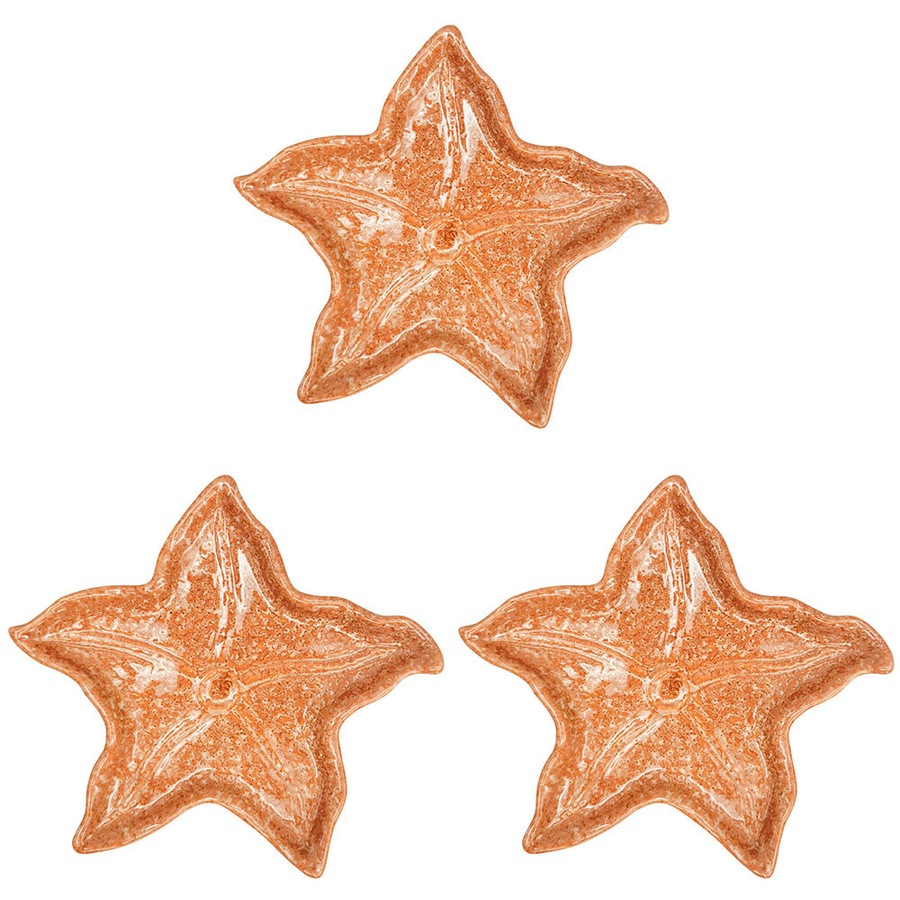 3PK Urban Ceramic Reef Star Fish Trinket Storage Tray Dish 2x16cm Orange
