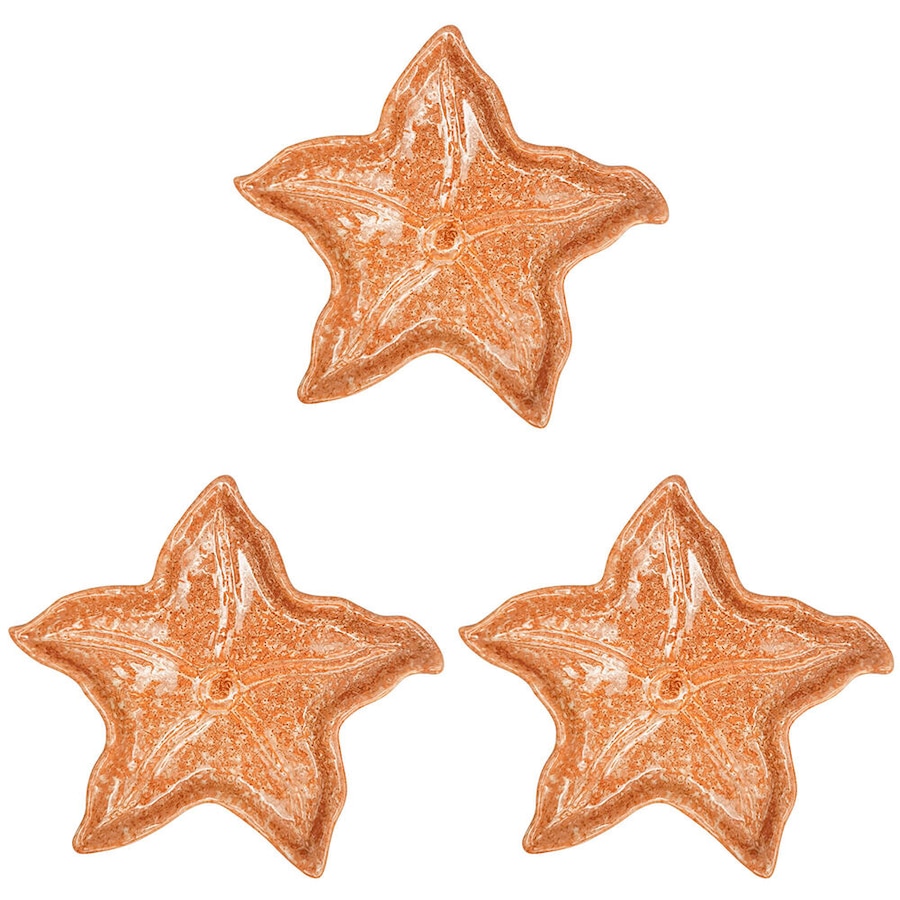 3PK Urban Ceramic Reef Star Fish Trinket Storage Tray Dish 2x16cm Orange