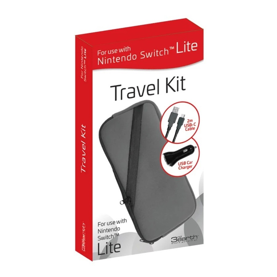 3rd Earth Travel Kit For Nintendo Switch Lite w/ Car Charger/Case/Charging Cable