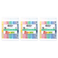 3x 12pc Texta The Original Zoom Kids Non Toxic Twist Colouring Crayons Hard Case