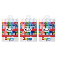 3x 12pc Texta The Original Zoom Non Toxic Twist Crayons Colouring/Drawing Kids