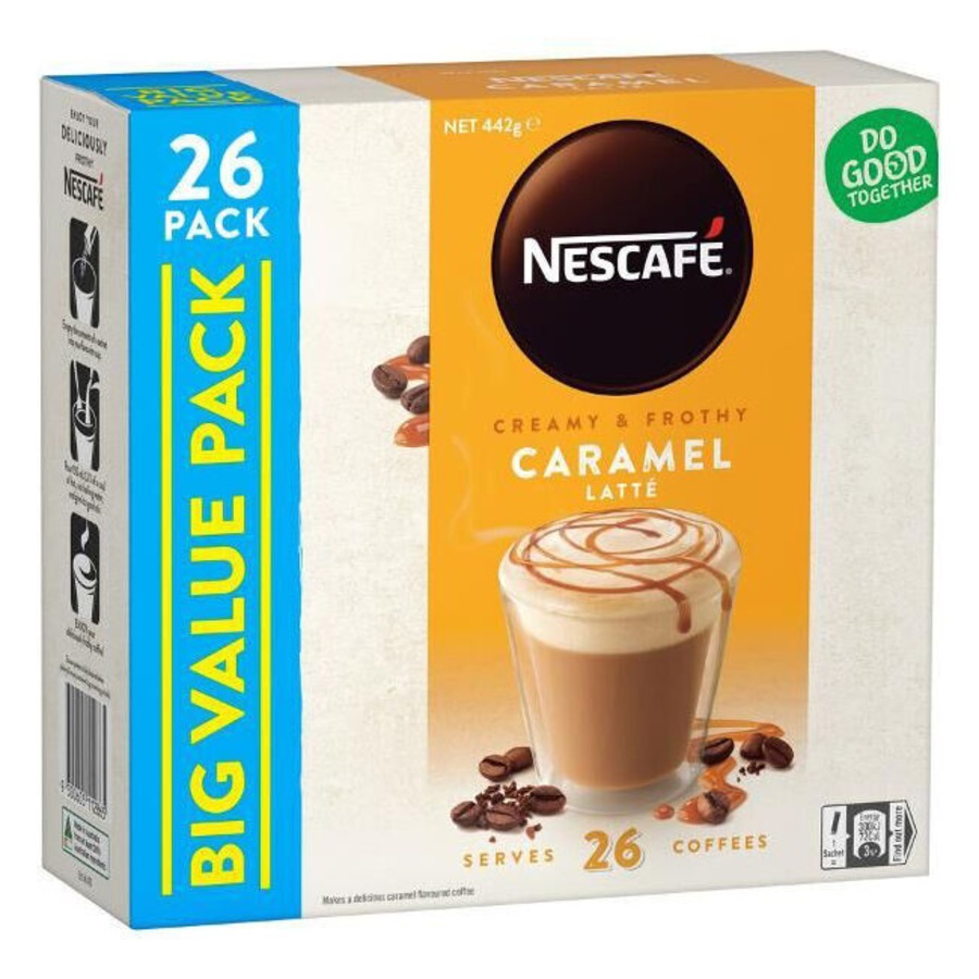 3x 26pc Nescafe Creamy & Frothy Caramel Latte Pack 442g Instant Coffee Powder