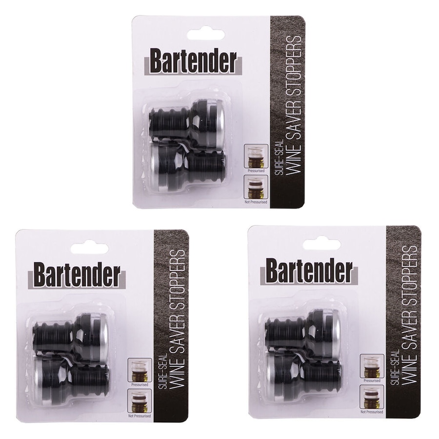 3x 2pc Bartender Sure-Seal Wine Saver Bottle Stoppers Resealer/Saver Cap Set