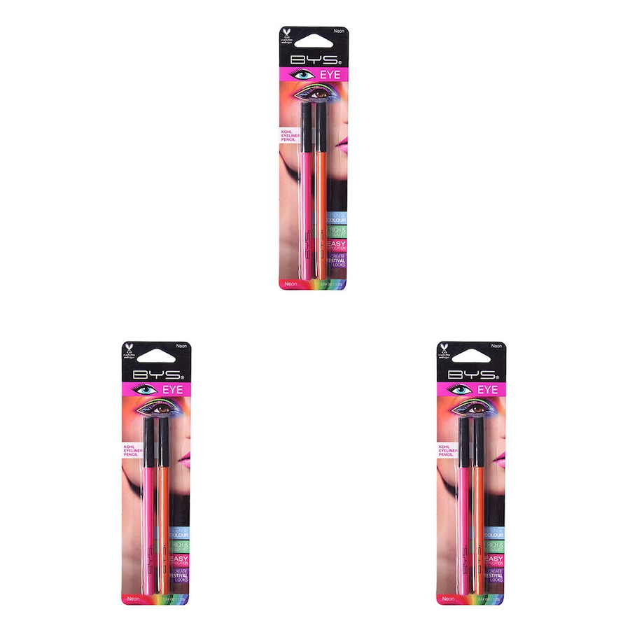 3x 2pc BYS 1.2g Neon Eyeliner Pencil Duo Cosmetics Women Makeup Pink/Orange