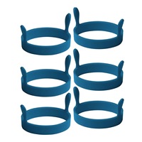 3x 2pc Cuisena 9cm Silicone Egg Rings Set Round Cooking Utensil w/ Handle Blue
