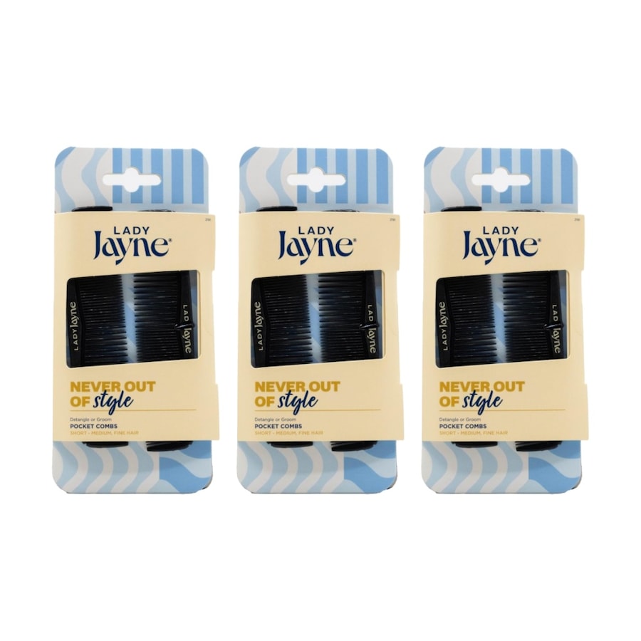 3x 2pc Lady Jayne Pocket Combs Brushes For Short-Medium Hair Black