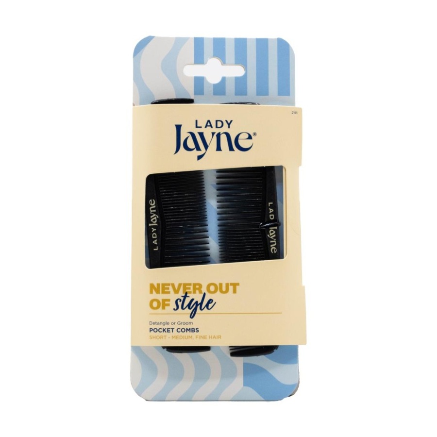 3x 2pc Lady Jayne Pocket Combs Brushes For Short-Medium Hair Black