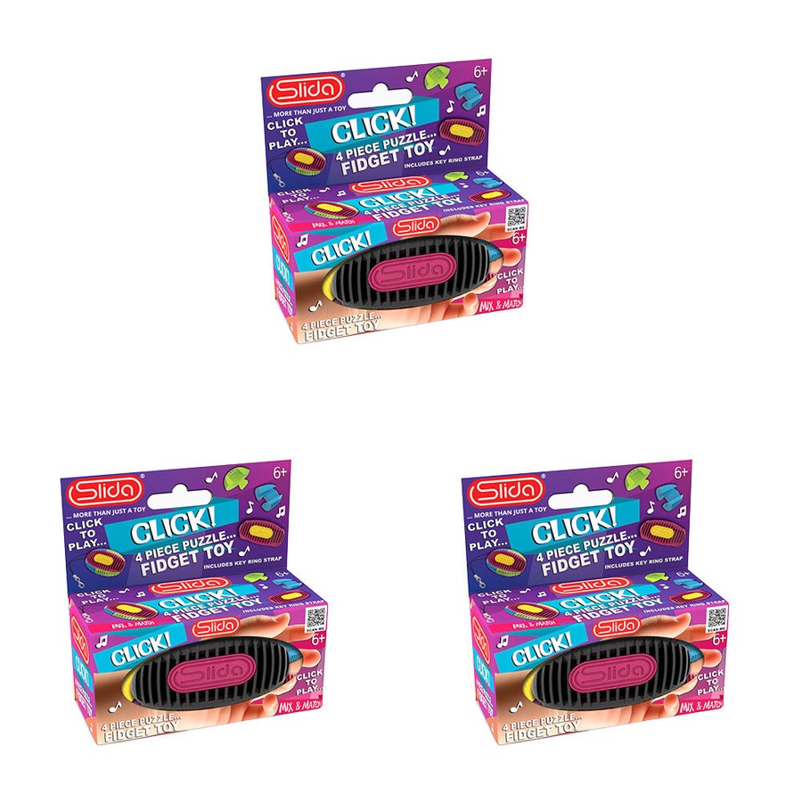 3x 3pc Slida Click 3D Sequential Interlocking Puzzle for Kids/Children 6Y+