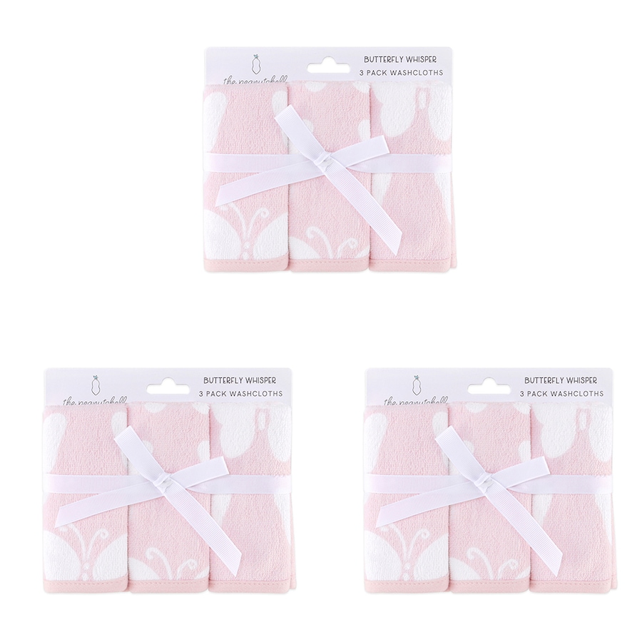 3x 3pc The Peanutshell Butterfly Whisper Butterfly Washcloths Baby Nursery Decor