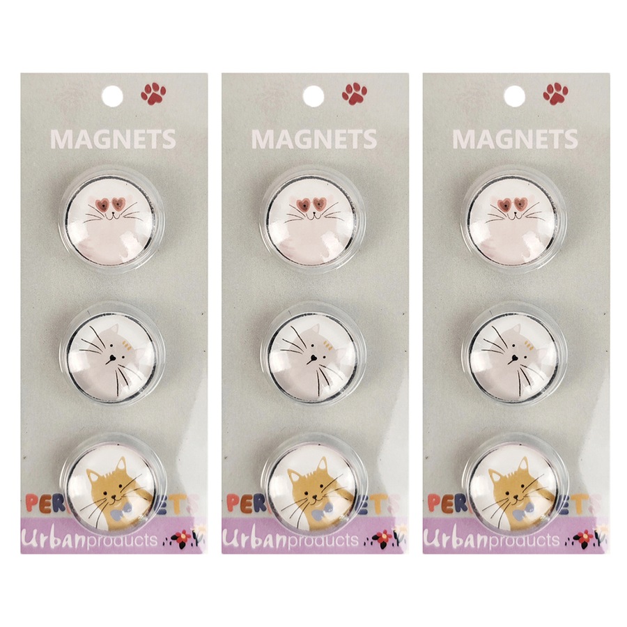 3x 3pc Urban 3cm Resin Magnets Perfect Pets Cats Home Charm Fridge Decor Display