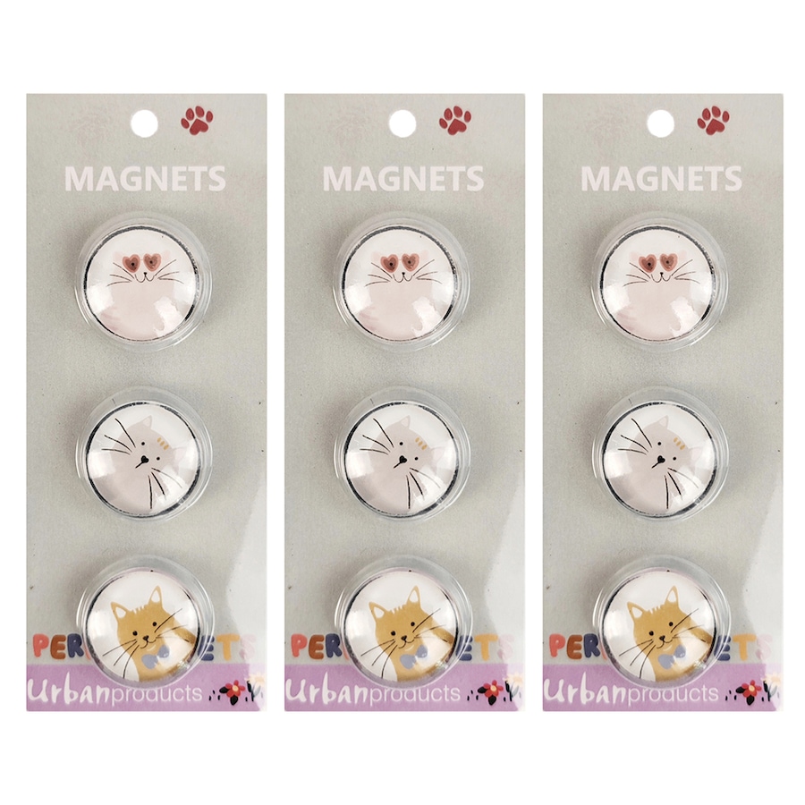 3x 3pc Urban 3cm Resin Magnets Perfect Pets Cats Home Charm Fridge Decor Display
