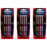 3x 4pc Artline Fineline 200 Fine 0.4mm Width School Drawing Assorted Writing Pen