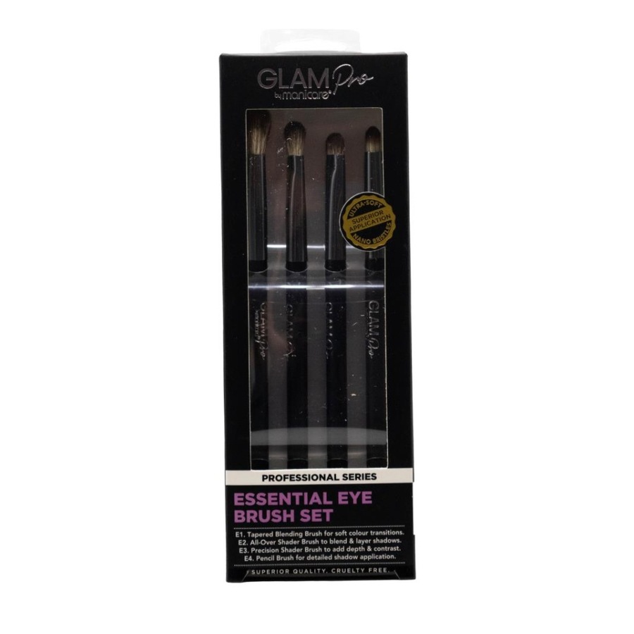 3x 4pc Manicare Essential Eye Brush Set Glam Pro Professional Series