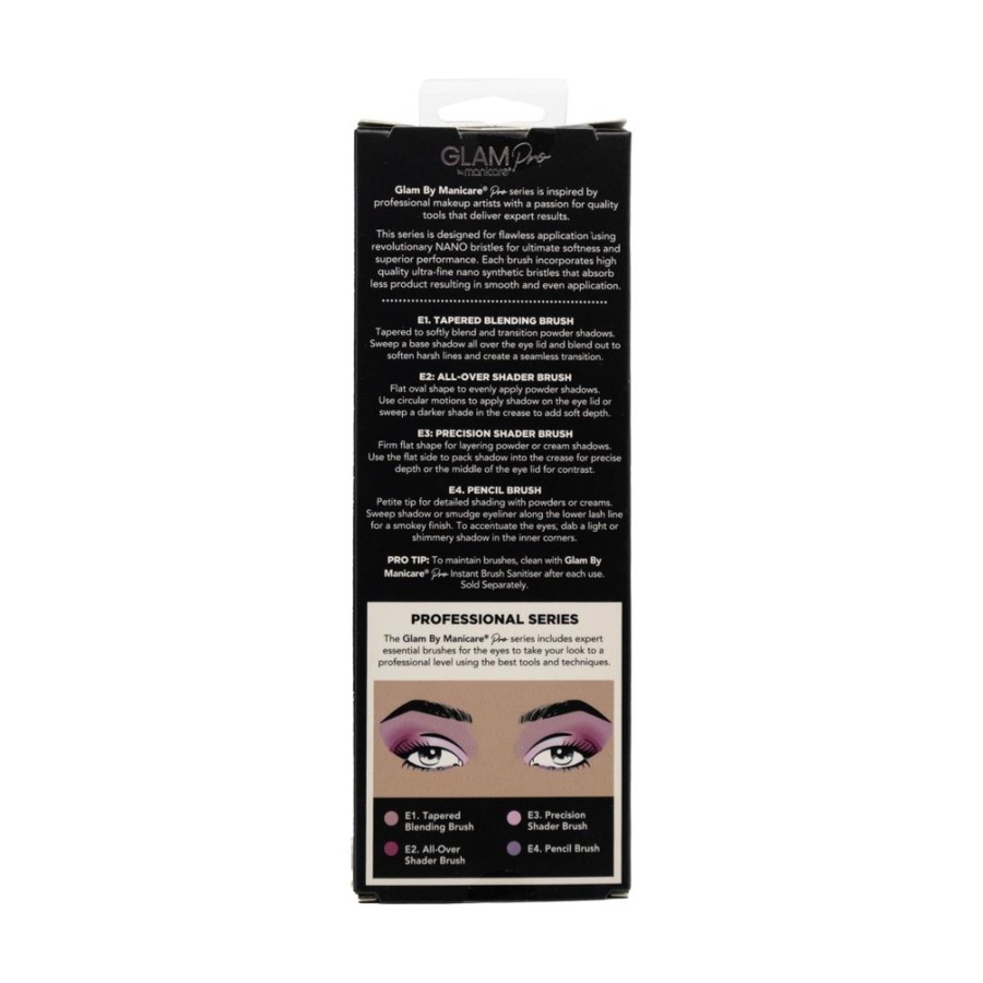 3x 4pc Manicare Essential Eye Brush Set Glam Pro Professional Series