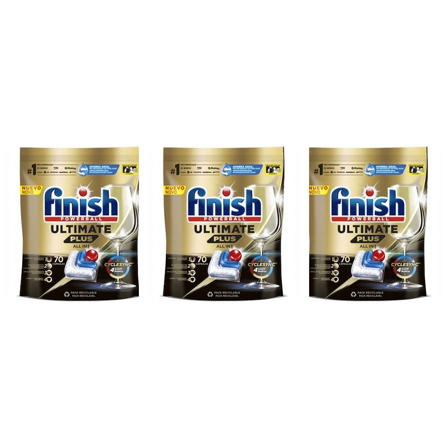 Finish 210 x Powerball Ultimate Plus Dishwashing Cleaning Tablets (3 x 70 Pack)
