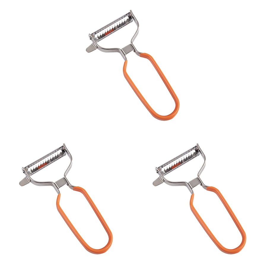 3x Appetito Stainless Steel Julienne Y-Peeler Kitchen Food Prep Tool Orange
