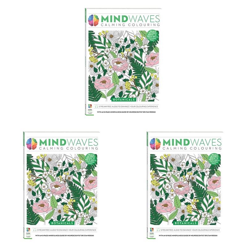 Buy 3x Art Maker Mindwaves Botanical Calming Colouring Activity Book ...