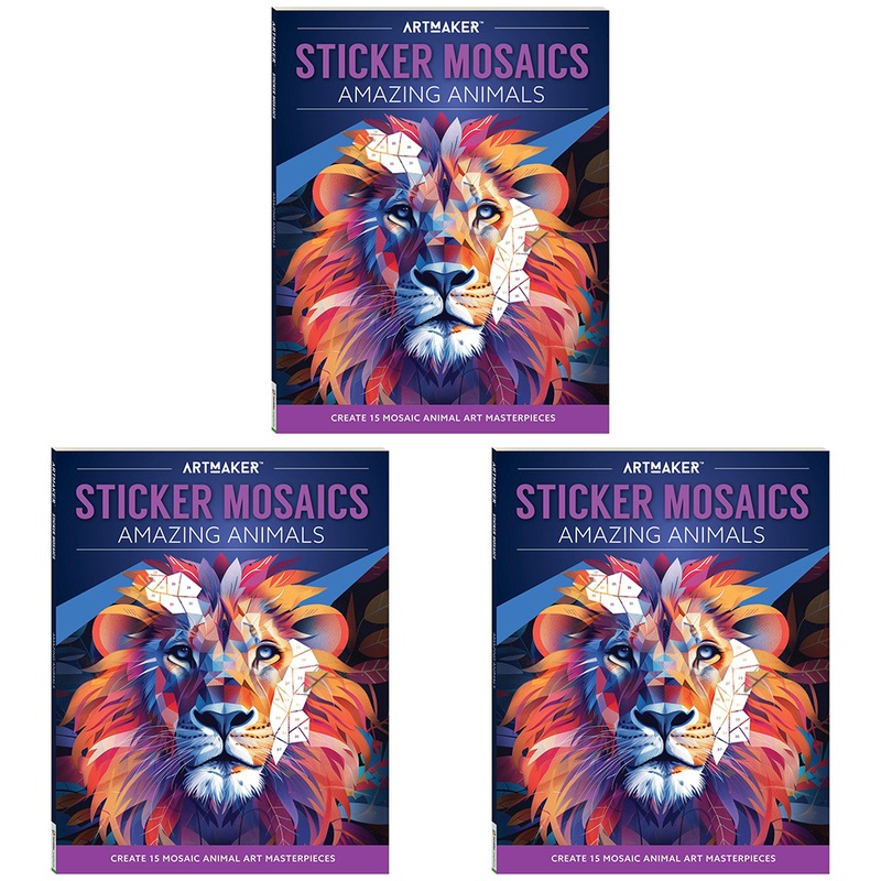 Buy 3x Art Maker Sticker Mosaics Activity Book 31x24cm Amazing Animals