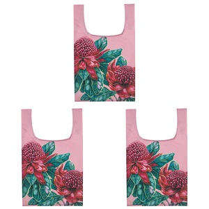 3x Ashdene Native Flora Waratah RPET Reusable Tote Grocery Shopping Storage Bag