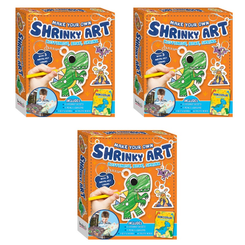 Buy 3x Bookoli Fun Kit Make Your Own Dinosaur Shrinky Art Children DIY