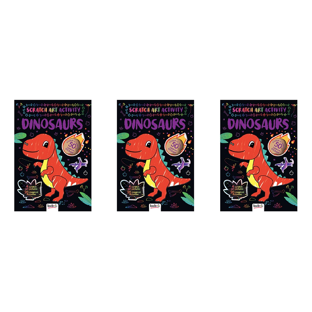 Buy 3x Bookoli Scratch Art Activity: Dinosaurs Book Kids/Childrens Art ...