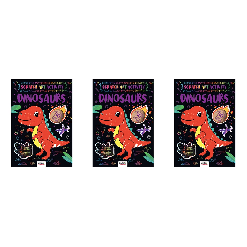Buy 3x Bookoli Scratch Art Activity: Dinosaurs Book Kids/Childrens Art ...
