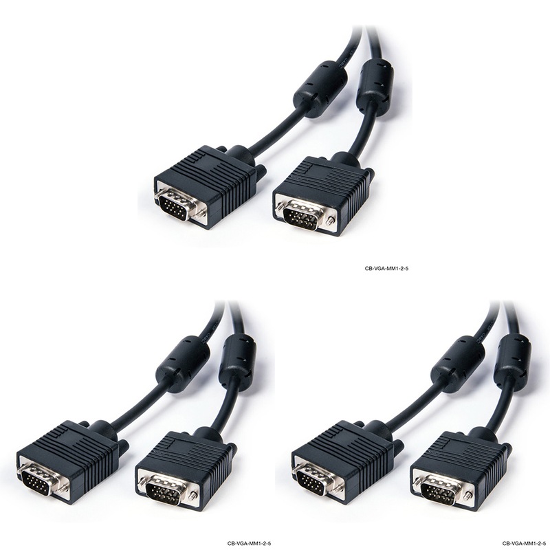 Buy 3x Connect Cable Male VGA/SVGA Shielded Cable 2m Connector Cord For ...