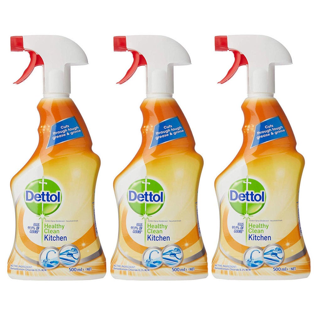 3x Dettol 500ml Healthy Clean Kitchen Multipurpose Spray Cleaner Home Cleaning