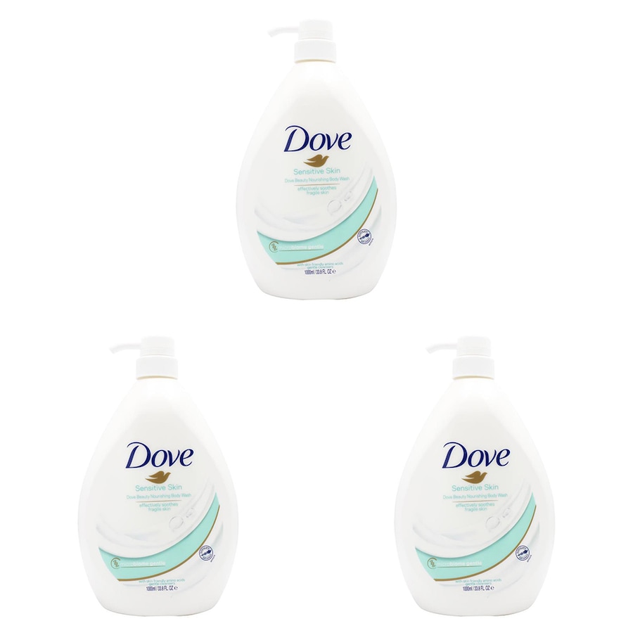 3x Dove 1000ml Body Wash Moisturising Liquid Shower Bath Soap For Sensitive Skin