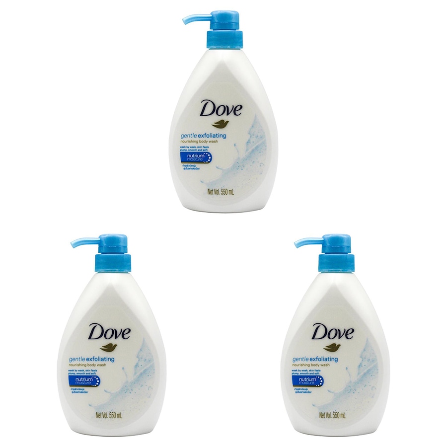 3x Dove 550ml Nourishing Body Wash Moisturising Bath Soap Gentle Exfoliating