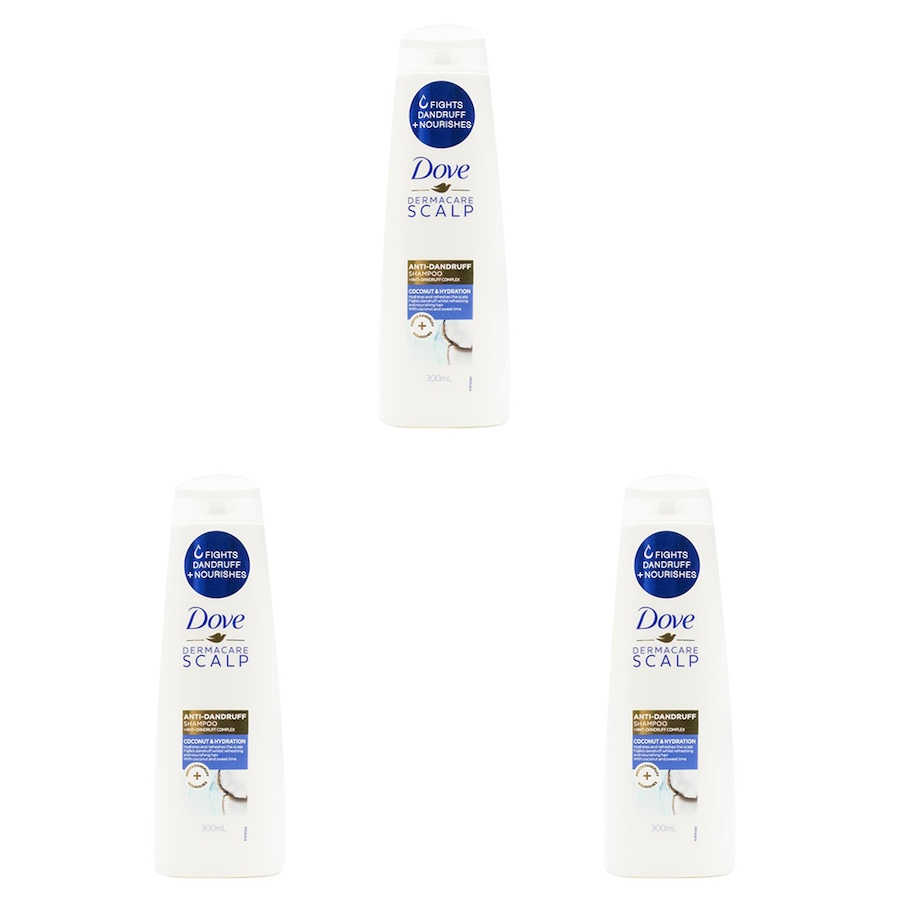 3x Dove Dermacare Scalp 300ml Shampoo Anti-Dandruff Hair Care Coconut/Hydration