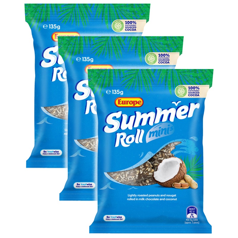 Buy 3x Europe Summer Roll Minis Bag 135g Chocolate/Nougat/Coconut ...